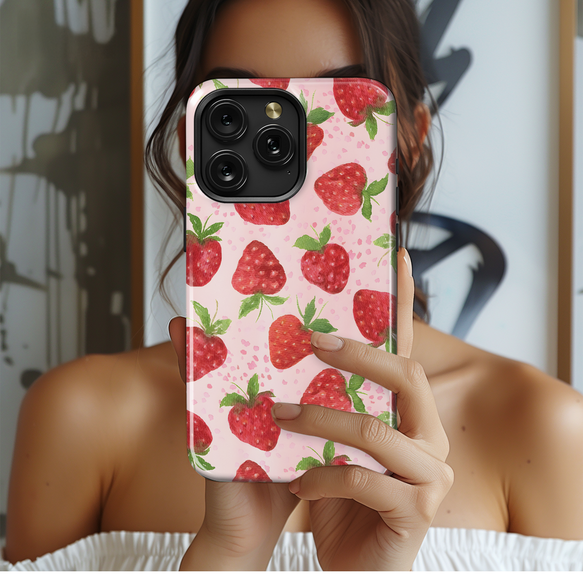 Sweet Strawberry Pattern Phone Case iPhone Samsung Cover Pixel 4242 - Image 2