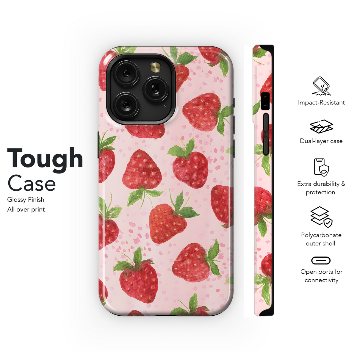 Sweet Strawberry Pattern Phone Case iPhone Samsung Cover Pixel 4242 - Image 6