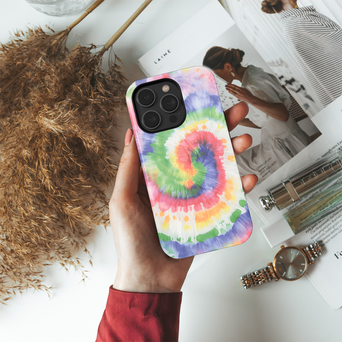 Tie Dye Rainbow Spiral Phone Case iPhone Samsung Cover Pixel 3839 - Image 4