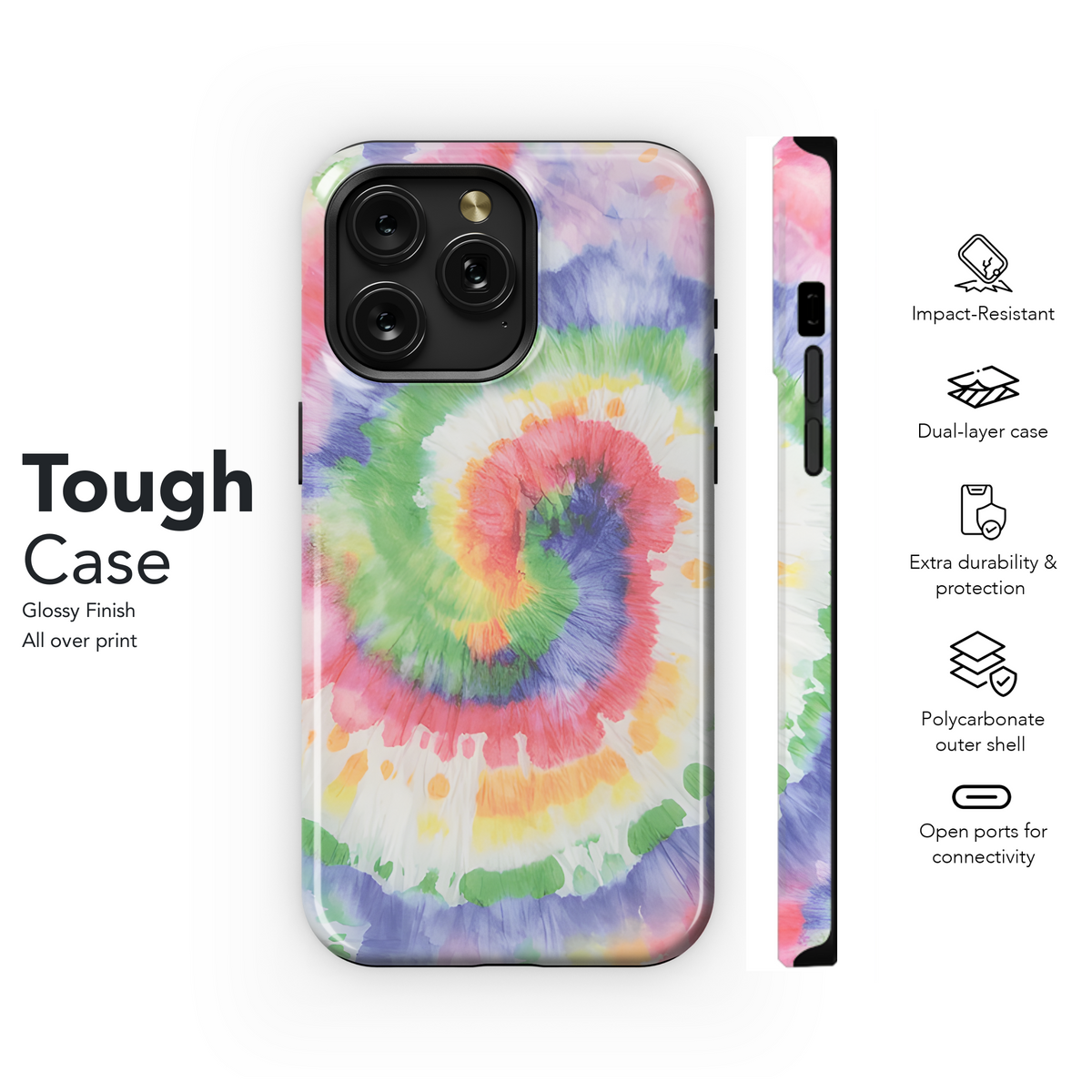 Tie Dye Rainbow Spiral Phone Case iPhone Samsung Cover Pixel 3839 - Image 6