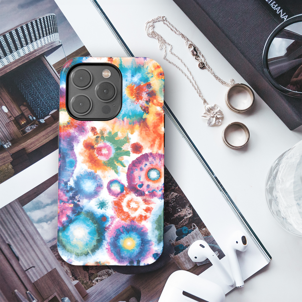 Tie Dye Rainbow Watercolor Phone Case iPhone Samsung Cover Pixel 2860 - Image 3