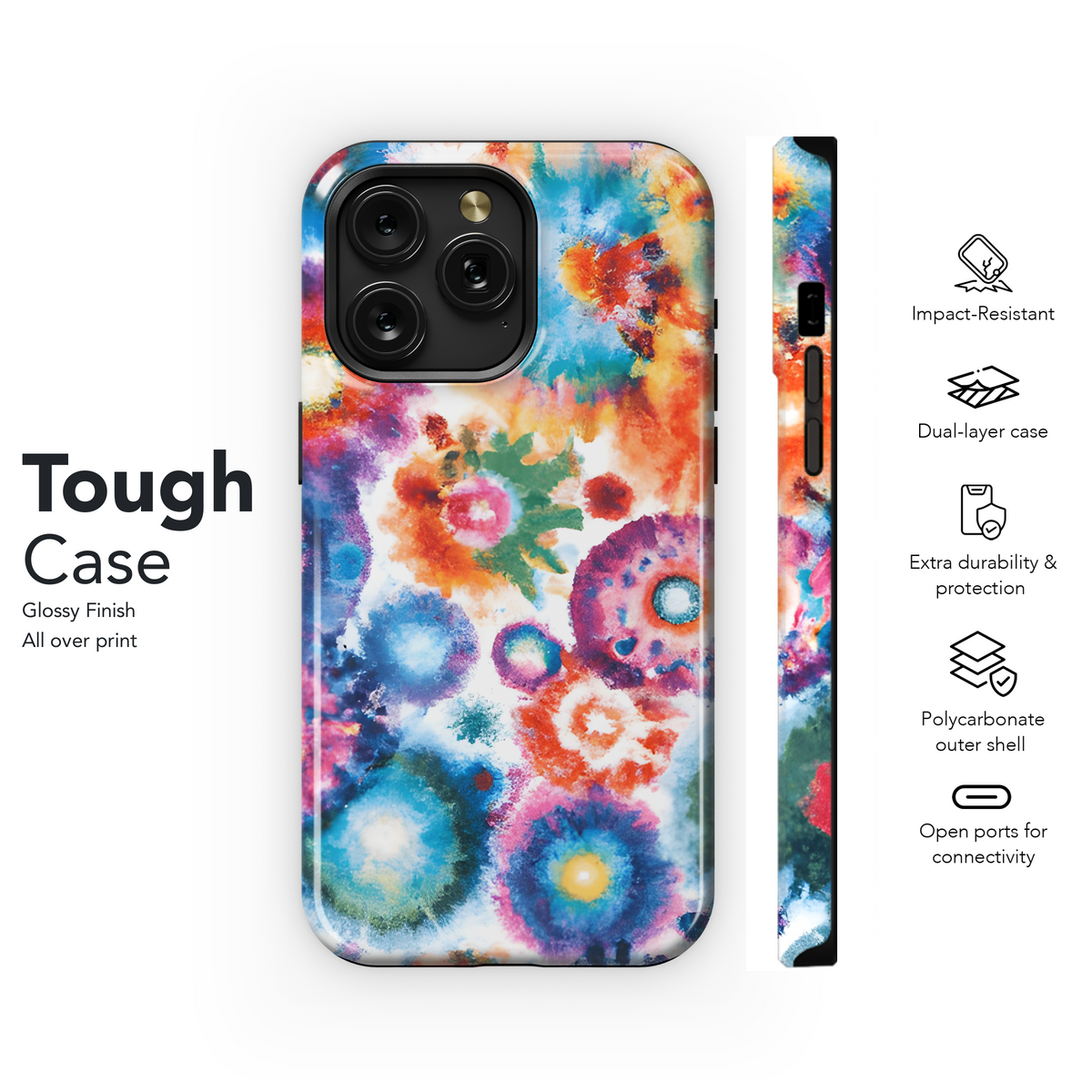 Tie Dye Rainbow Watercolor Phone Case iPhone Samsung Cover Pixel 2860 - Image 6