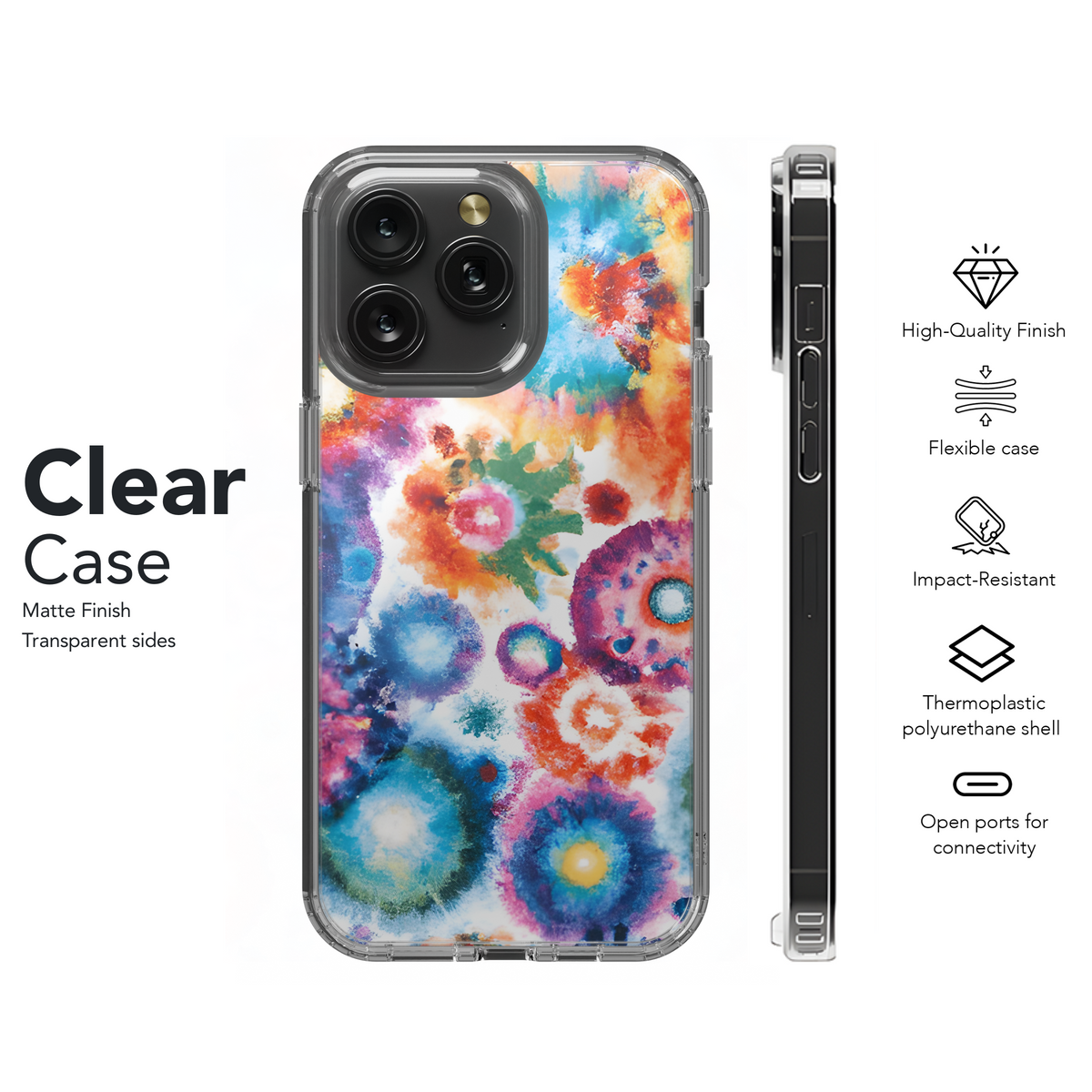 Tie Dye Rainbow Watercolor Phone Case iPhone Samsung Cover Pixel 2860 - Image 8