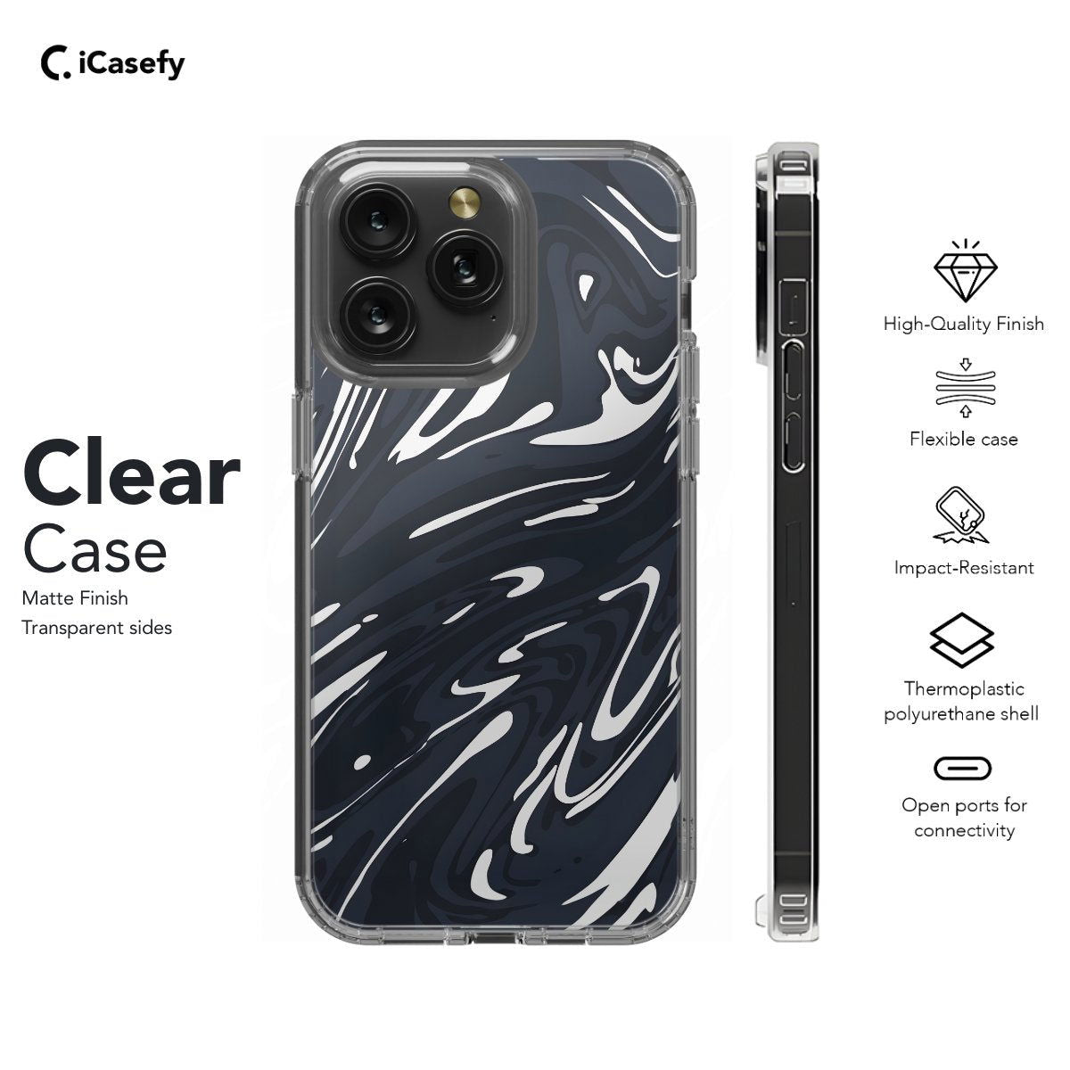 Topographic Map Marble Black and Phone Case iPhone Samsung Pixel & More - Image 6