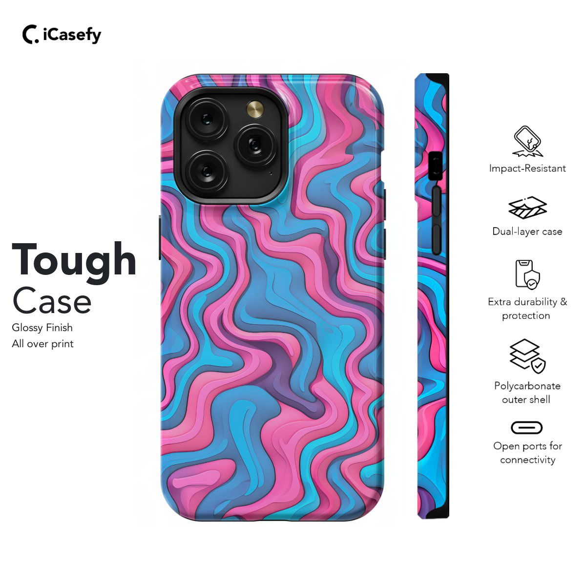 Topographic Map Marble Blue and Phone Case iPhone Samsung Pixel & More - Image 5