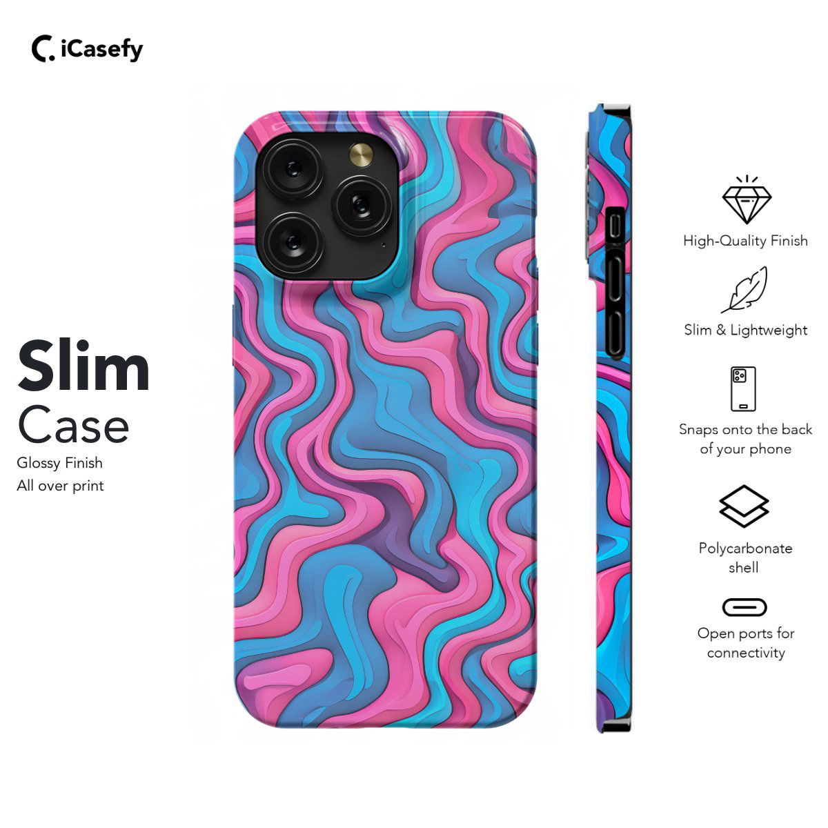 Topographic Map Marble Blue and Phone Case iPhone Samsung Pixel & More - Image 6