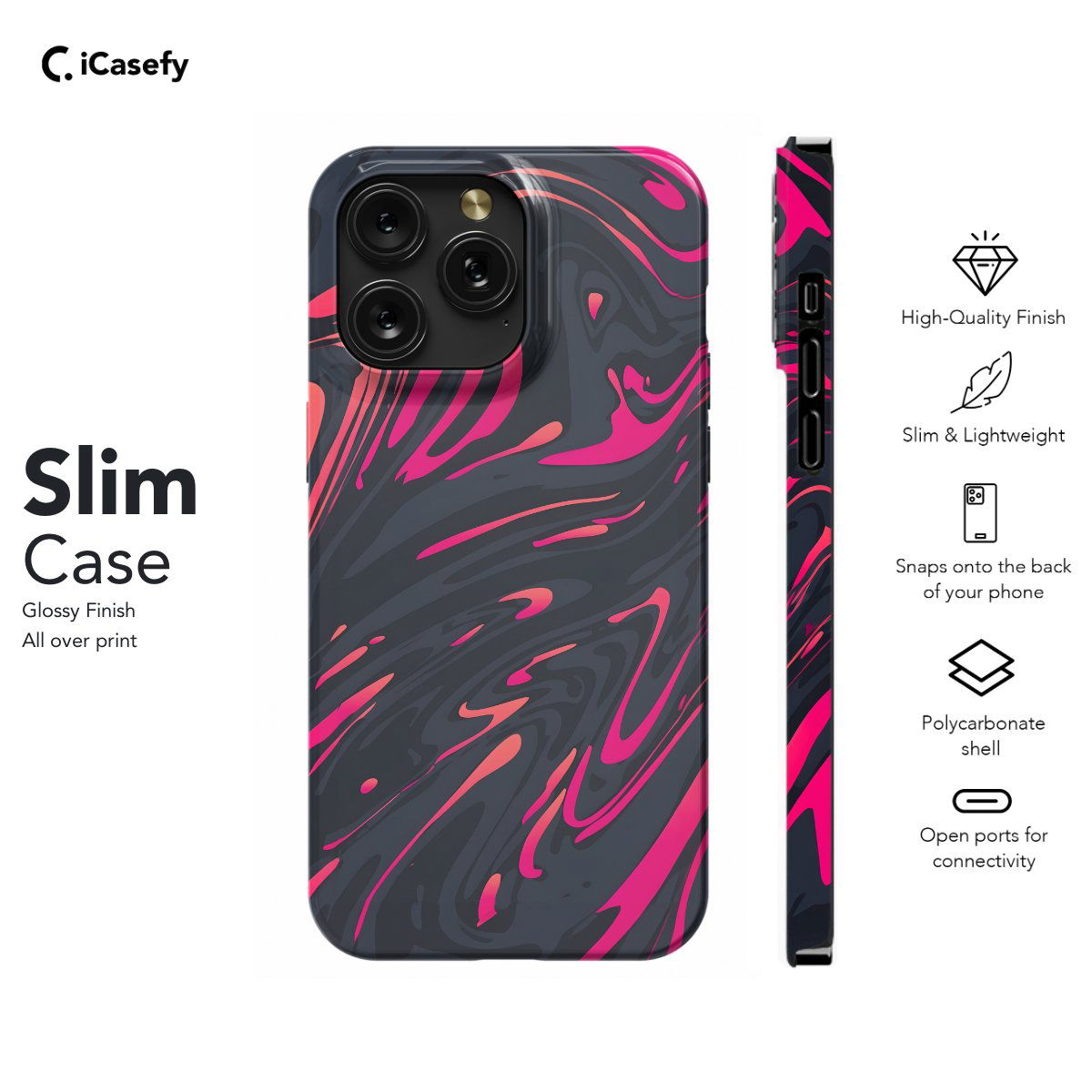 Topographic Map Marble Ombre Black Pink and Phone Case iPhone Samsung Pixel & More - Image 6