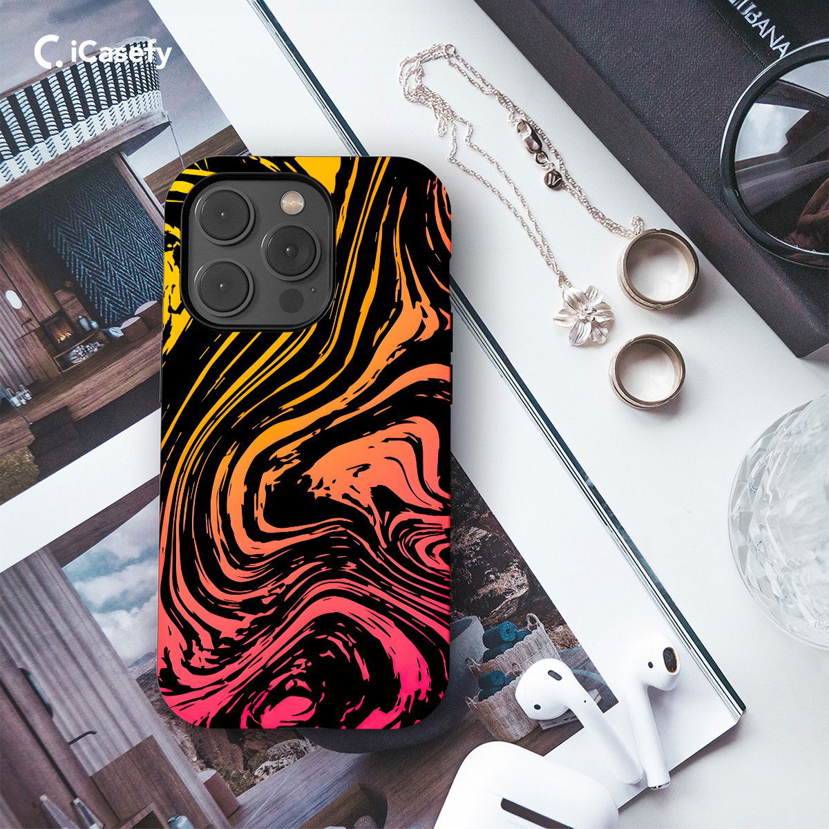 Topographic Map Marble Ombre Yellow and Phone Case iPhone Samsung Pixel & More - Image 3