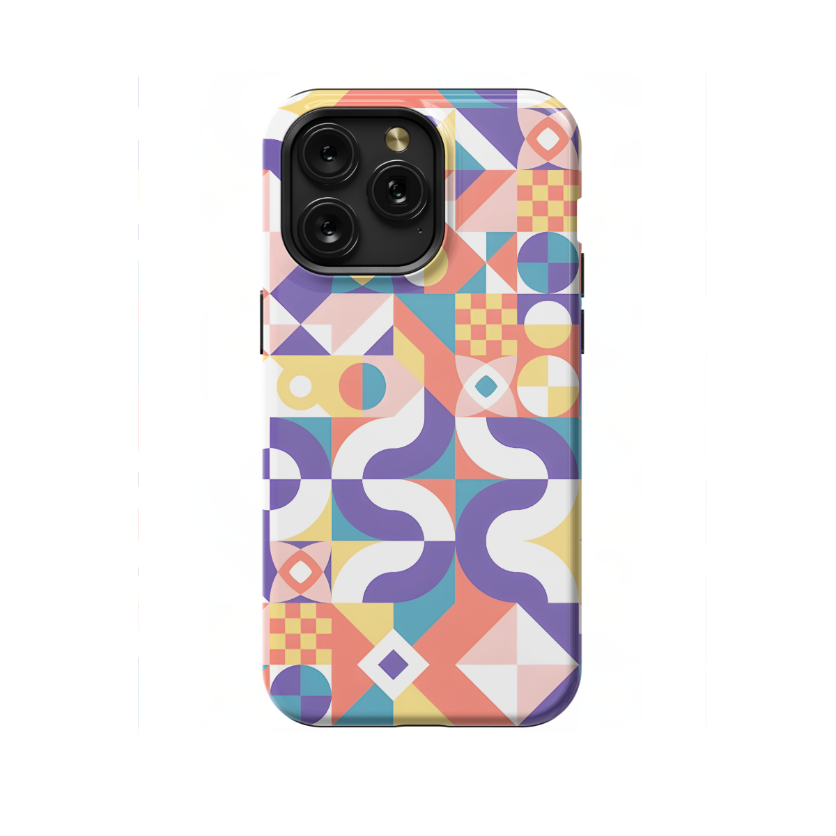 Trendy Cute Geometric Mosaic Phone Case iPhone Samsung Cover Pixel 1086 - Image 1