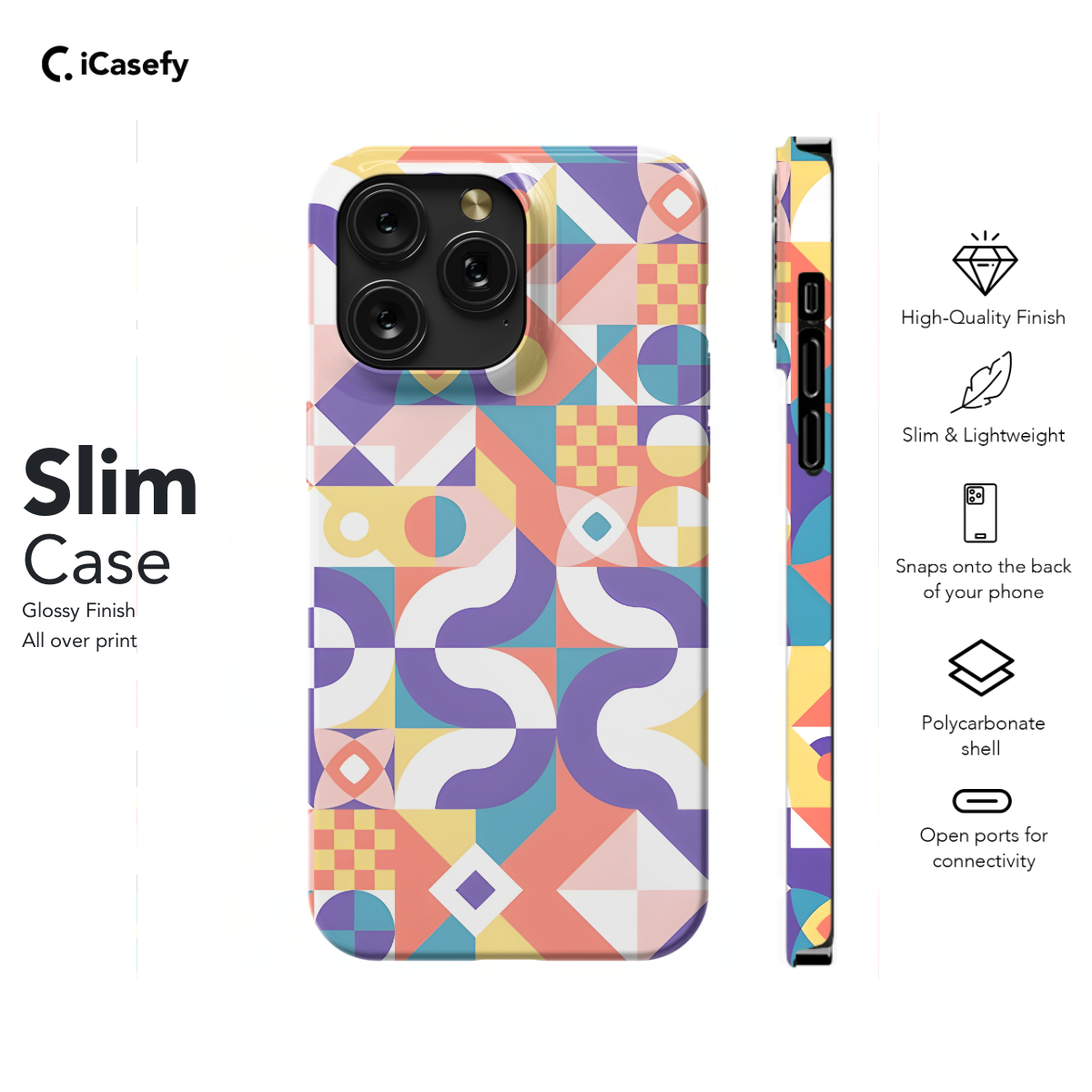 Trendy Cute Geometric Mosaic Phone Case iPhone Samsung Cover Pixel 1086 - Image 6