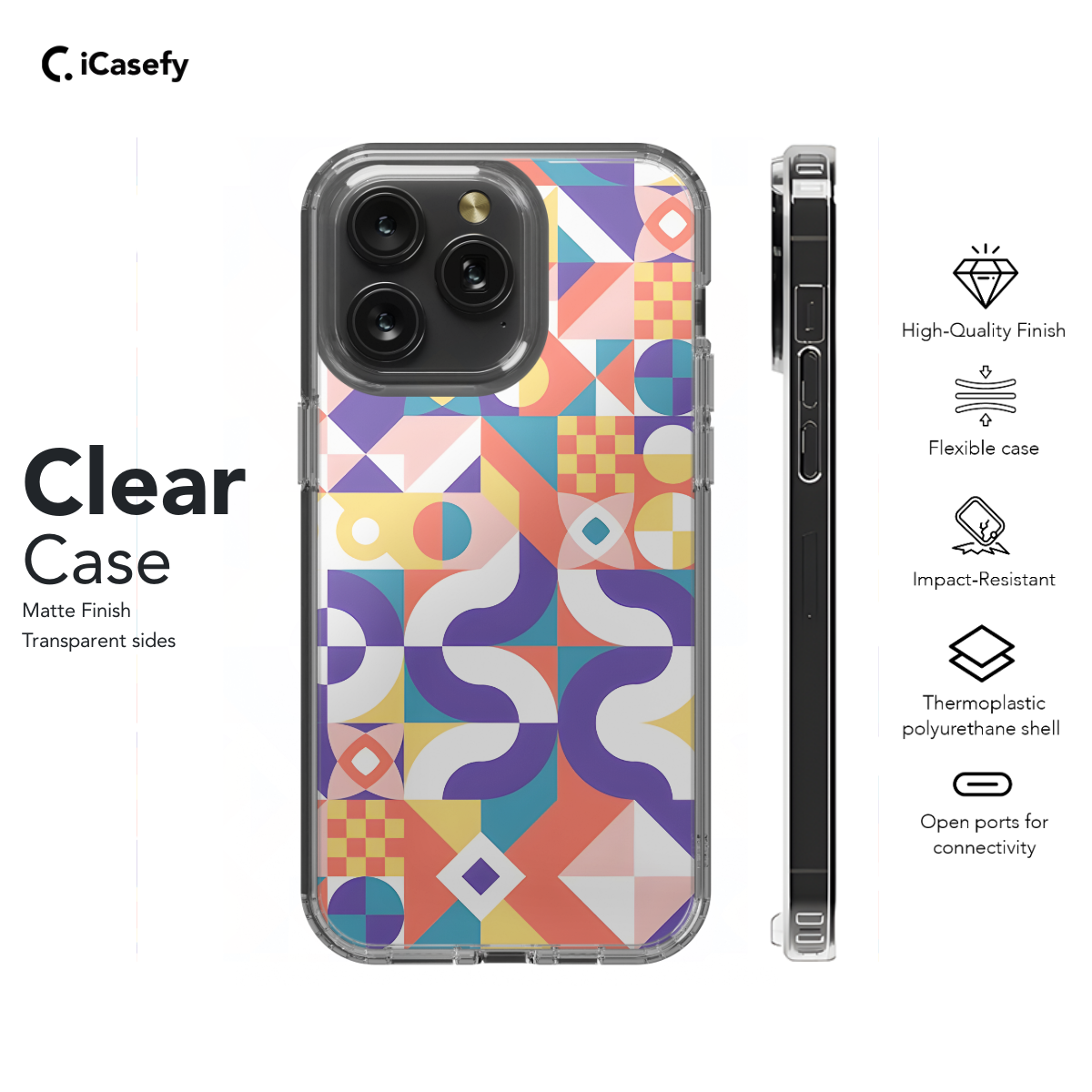 Trendy Cute Geometric Mosaic Phone Case iPhone Samsung Cover Pixel 1086 - Image 7