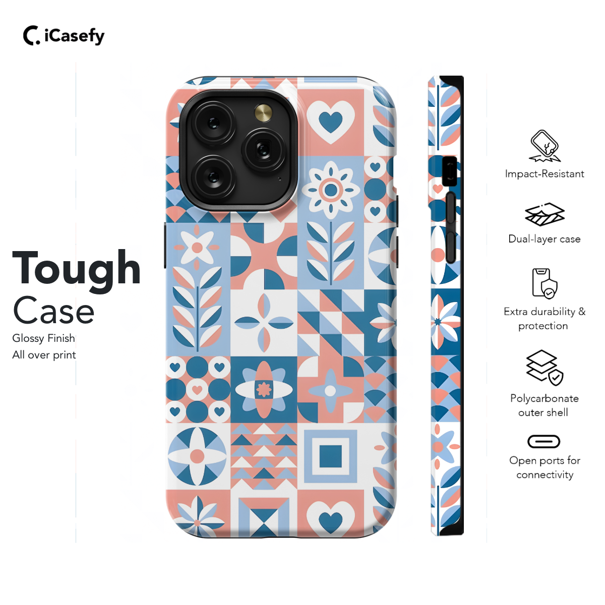 Trendy Cute Geometric Mosaic Phone Case iPhone Samsung Cover Pixel 1089 - Image 5