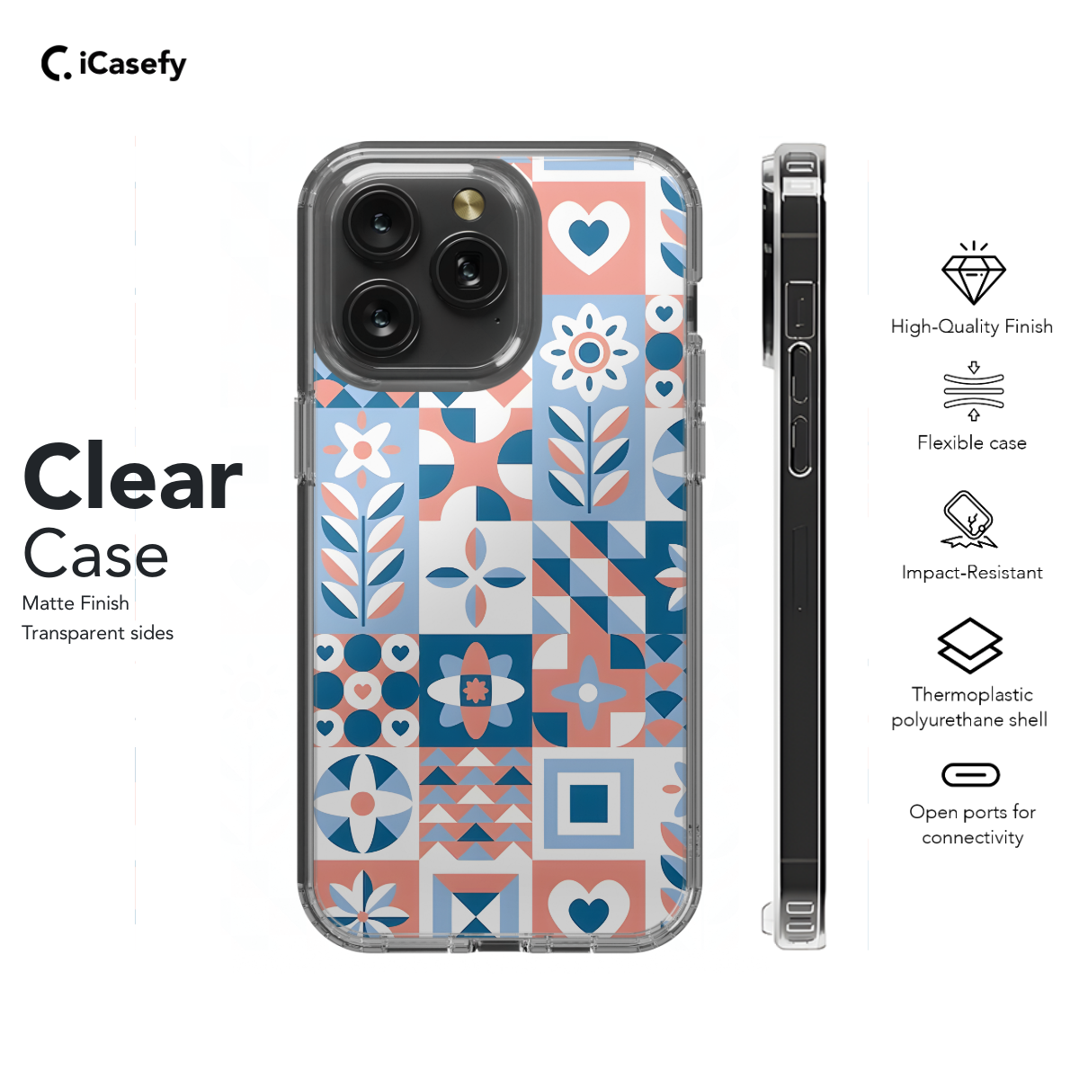 Trendy Cute Geometric Mosaic Phone Case iPhone Samsung Cover Pixel 1089 - Image 7