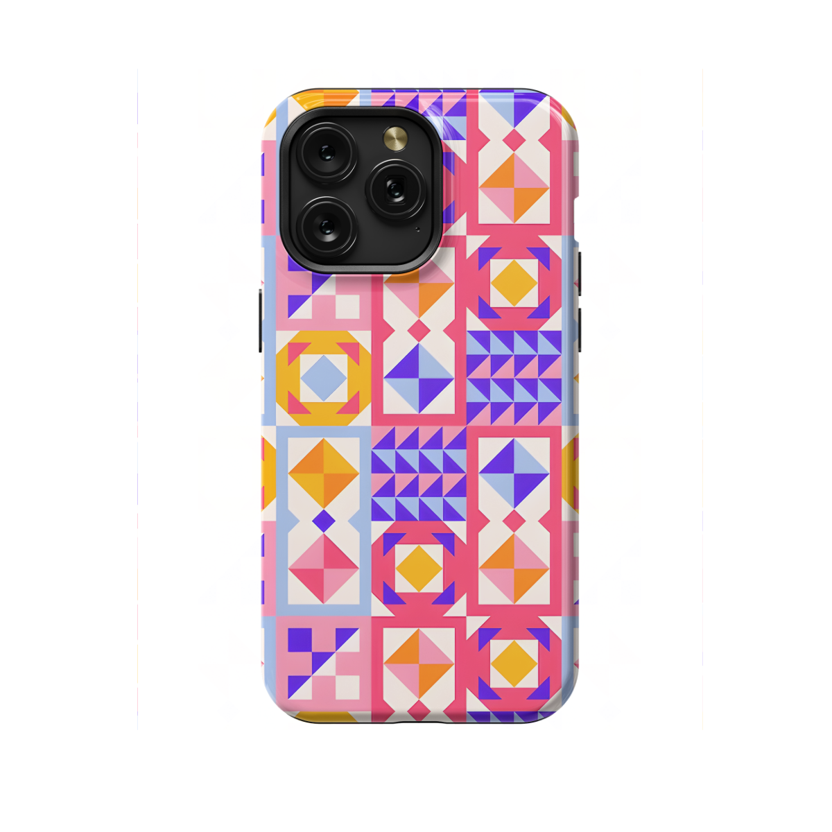 Trendy Cute Geometric Mosaic Phone Case iPhone Samsung Cover Pixel 1090 - Image 1