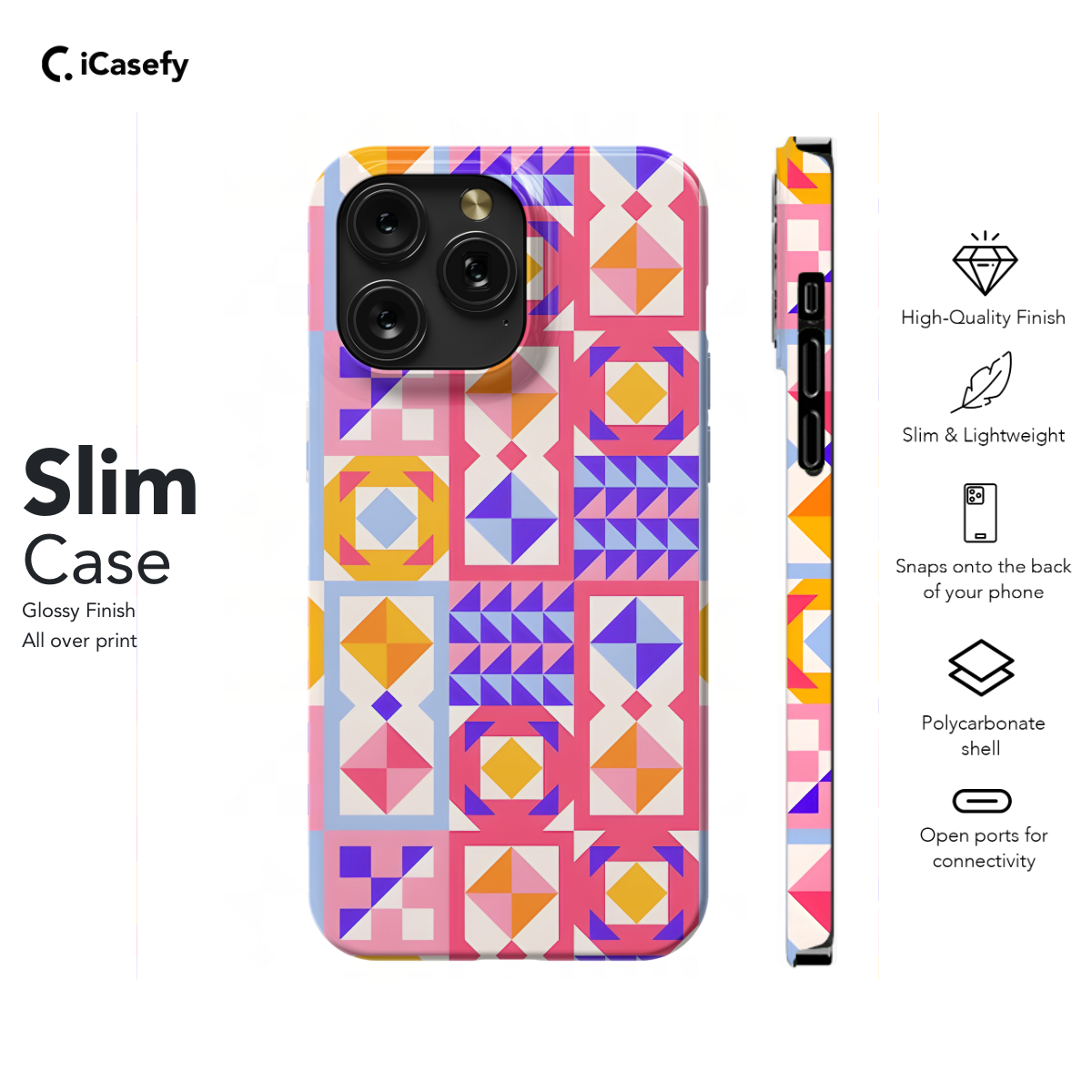 Trendy Cute Geometric Mosaic Phone Case iPhone Samsung Cover Pixel 1090 - Image 6