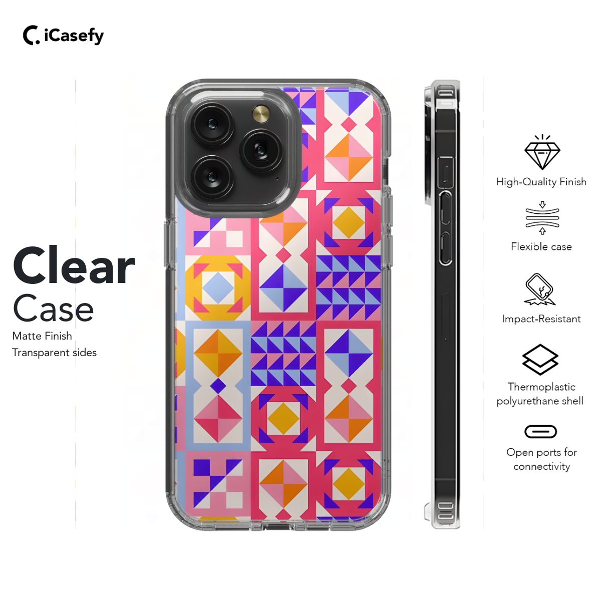 Trendy Cute Geometric Mosaic Phone Case iPhone Samsung Cover Pixel 1090 - Image 7