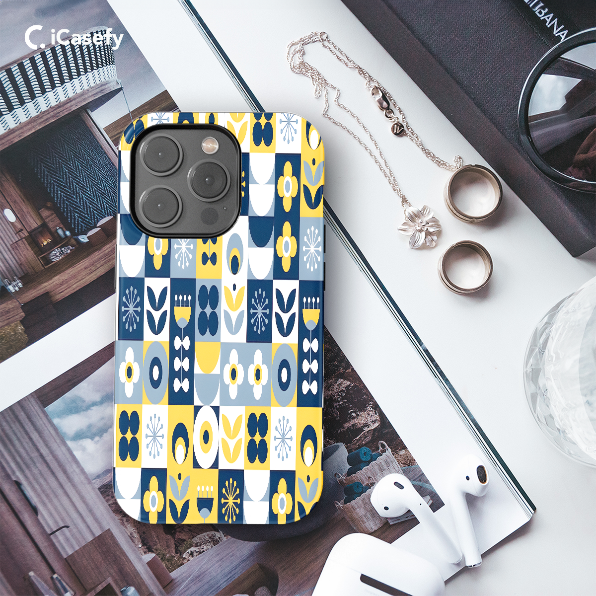 Trendy Cute Geometric Mosaic Phone Case iPhone Samsung Cover Pixel 1091 - Image 3