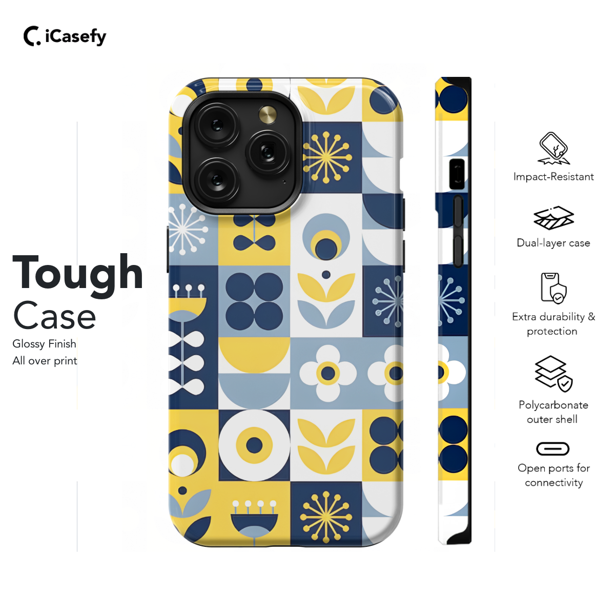 Trendy Cute Geometric Mosaic Phone Case iPhone Samsung Cover Pixel 1091 - Image 5