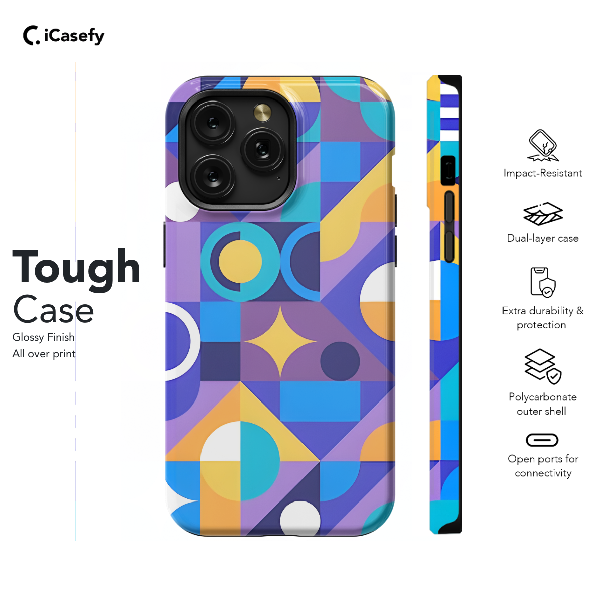 Trendy Cute Geometric Mosaic Phone Case iPhone Samsung Cover Pixel 1092 - Image 5