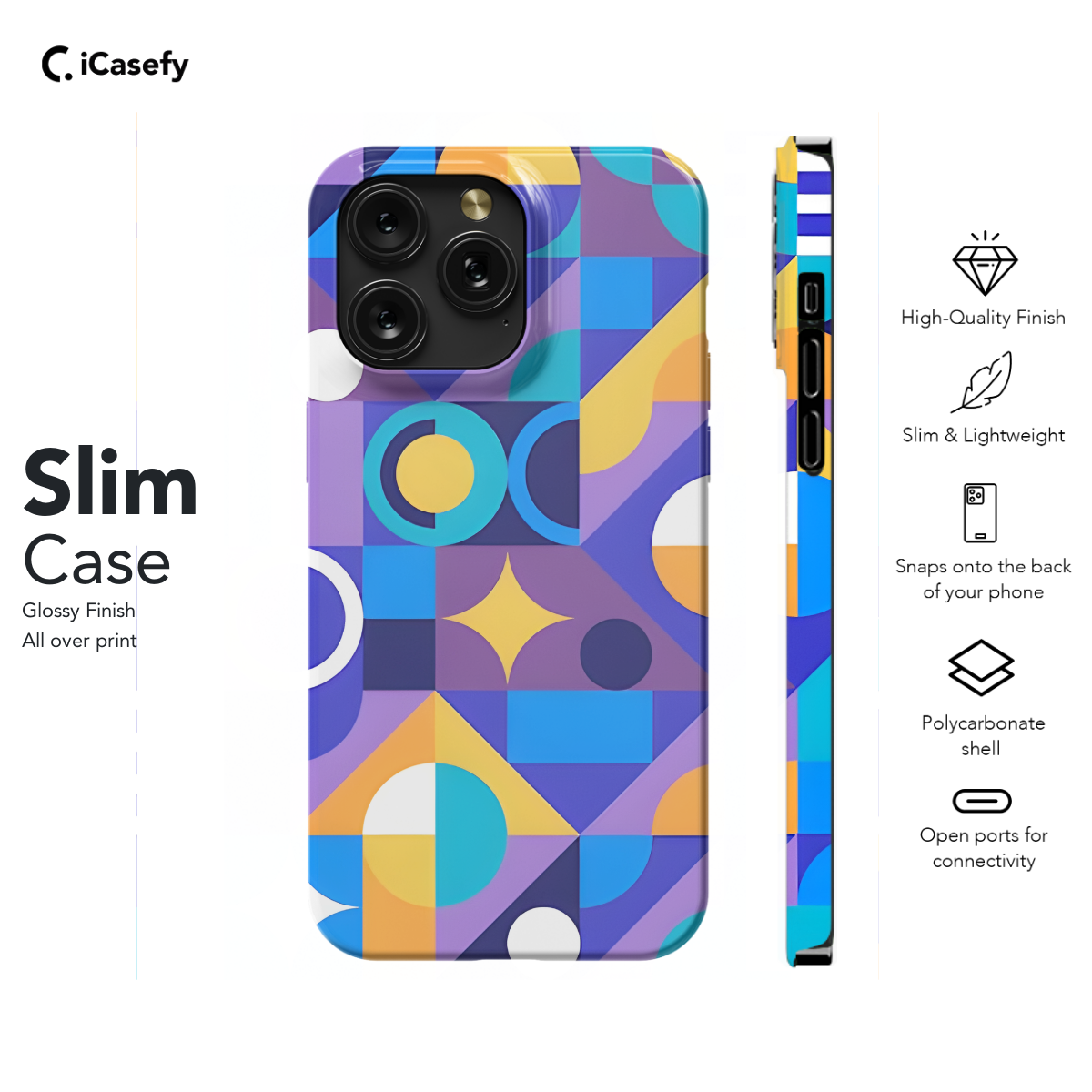 Trendy Cute Geometric Mosaic Phone Case iPhone Samsung Cover Pixel 1092 - Image 6