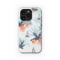 Tropical Coconut Palm Sailboat Hibiscus Phone Case iPhone Samsung Cover Pixel 2687 - Image 1