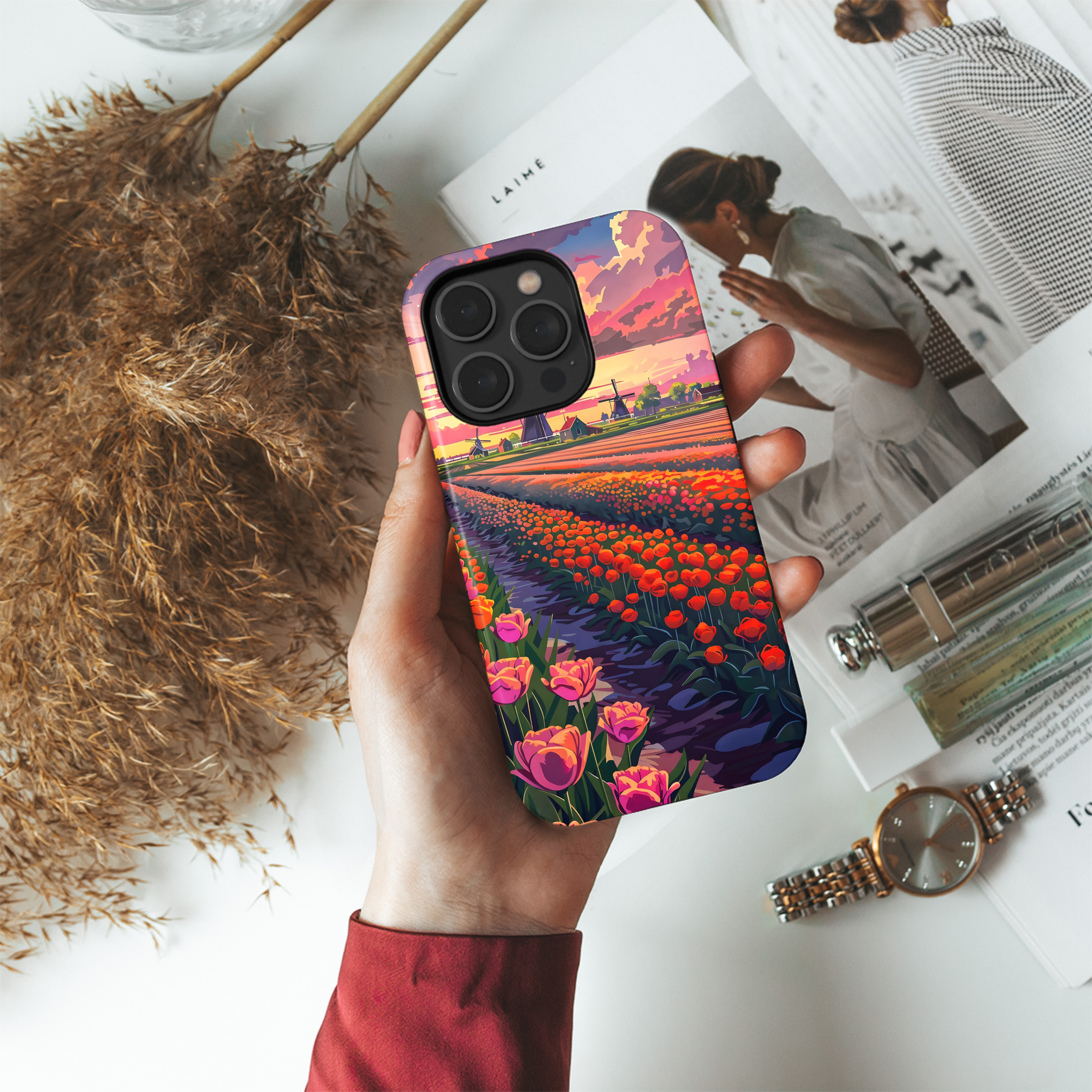 Tulip Fields Sunset
 Phone Case iPhone Samsung Cover Pixel 4508 - Image 4