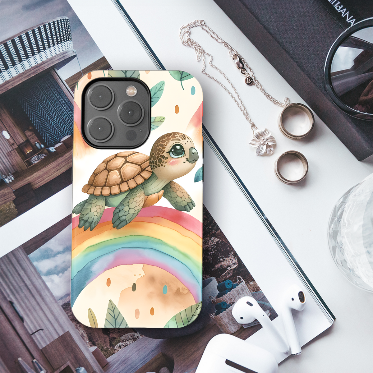 Turtle Rainbow Phone Case iPhone Samsung Cover Pixel 2895 - Image 3