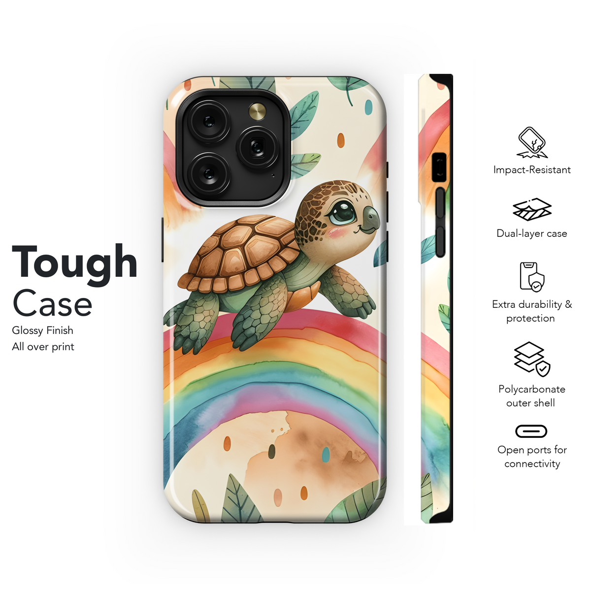 Turtle Rainbow Phone Case iPhone Samsung Cover Pixel 2895 - Image 6