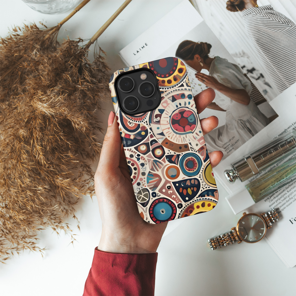 Vibrant Geometric with Animal Skin Textures Phone Case iPhone Samsung Cover Pixel 2926 - Image 4