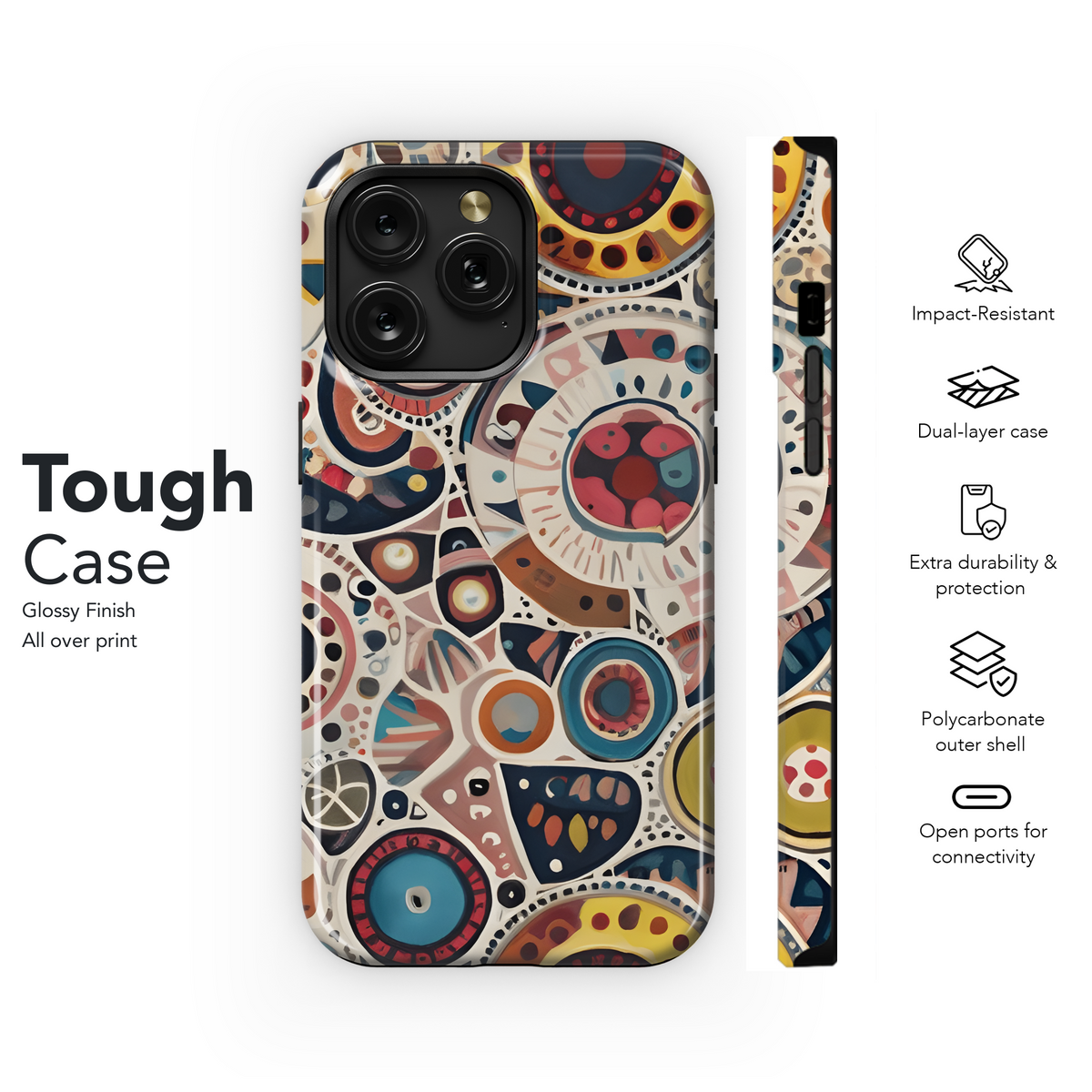 Vibrant Geometric with Animal Skin Textures Phone Case iPhone Samsung Cover Pixel 2926 - Image 6