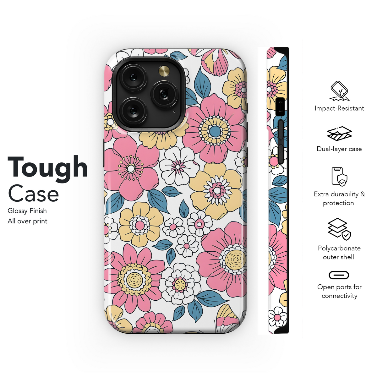 Vintage 60s floral Phone Case iPhone Samsung Cover Pixel 2487 - Image 6