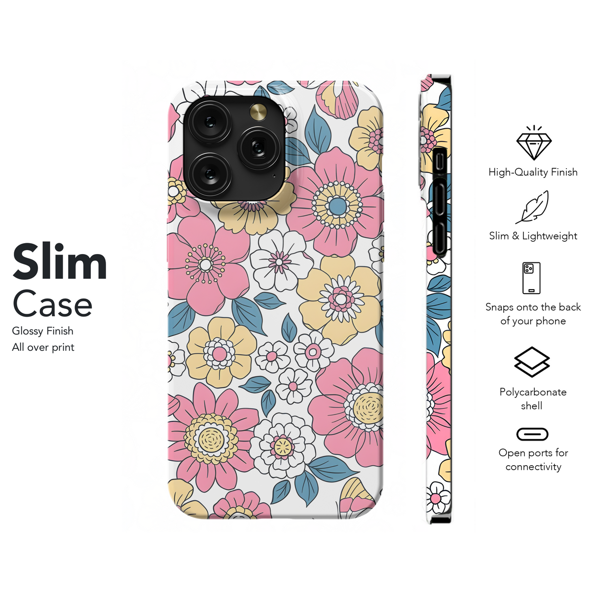 Vintage 60s floral Phone Case iPhone Samsung Cover Pixel 2487 - Image 7