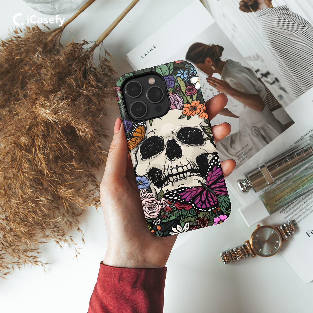 Vintage Butterfly Skeleton in Bloom Phone Case iPhone Samsung Cover Pixel 716 - Image 2