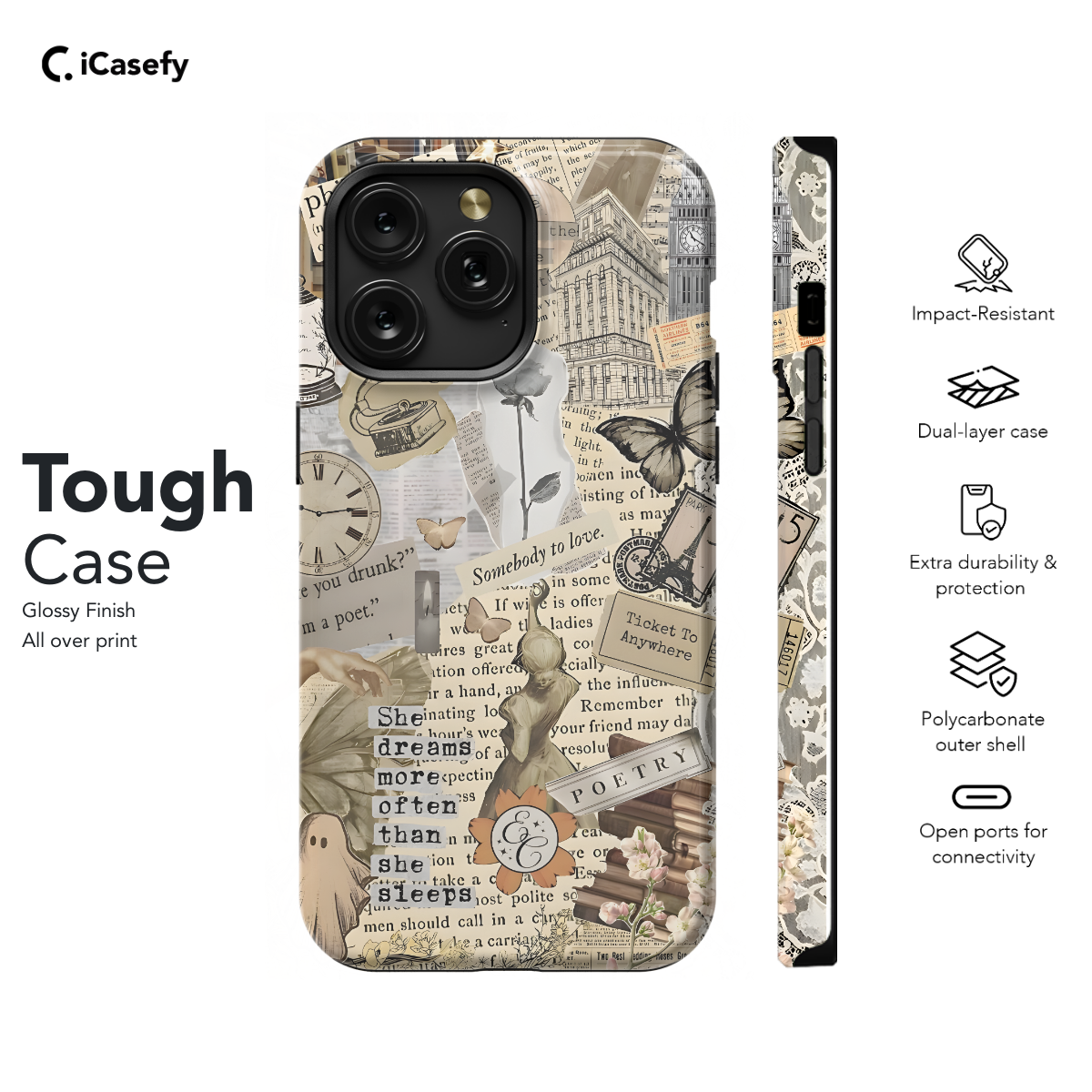 Vintage Collage Library Romance Poetry Aesthetic Phone Case iPhone Samsung Pixel & More 203 - Image 5