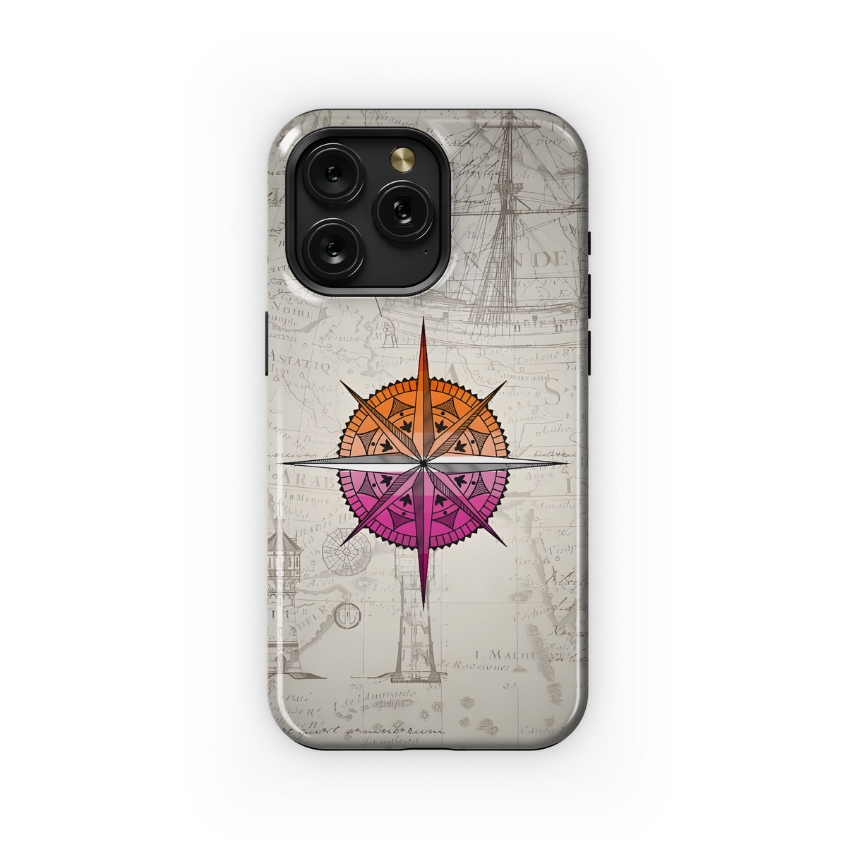 Vintage Compass Rose Map Phone Case iPhone Samsung Cover Pixel 4235 - Image 1