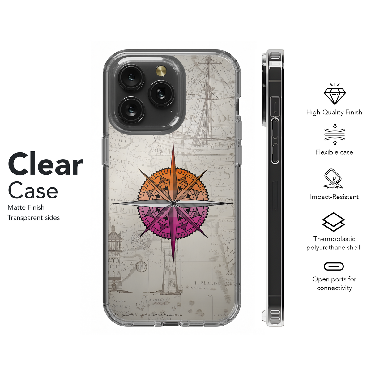 Vintage Compass Rose Map Phone Case iPhone Samsung Cover Pixel 4235 - Image 8