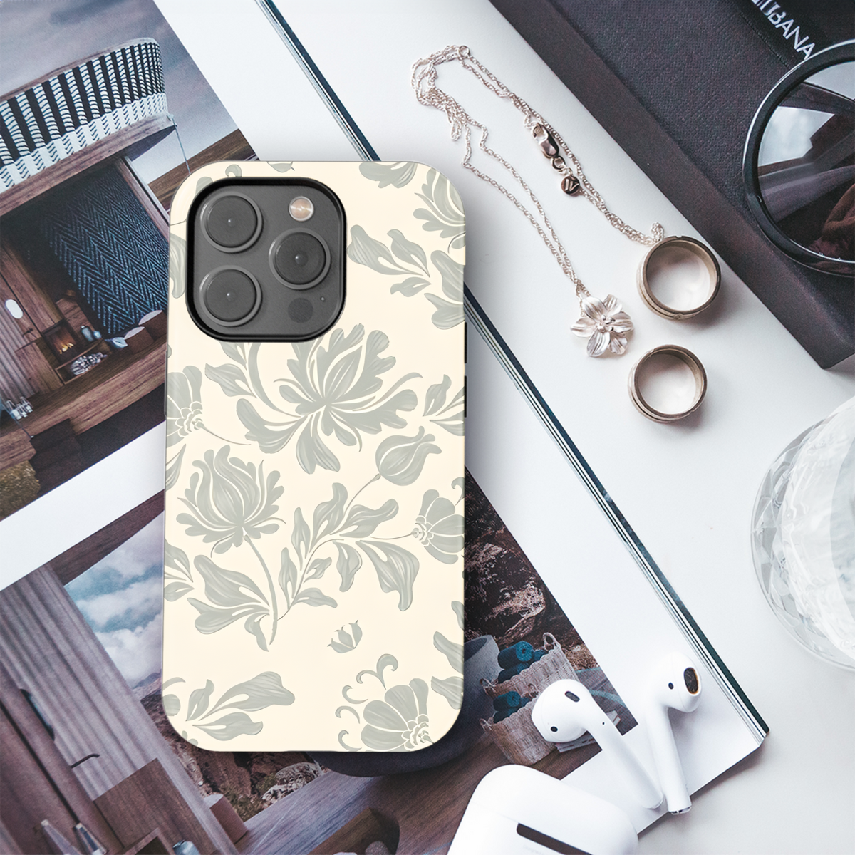 Vintage Floral Seamless Phone Case iPhone Samsung Cover Pixel 2345 - Image 3