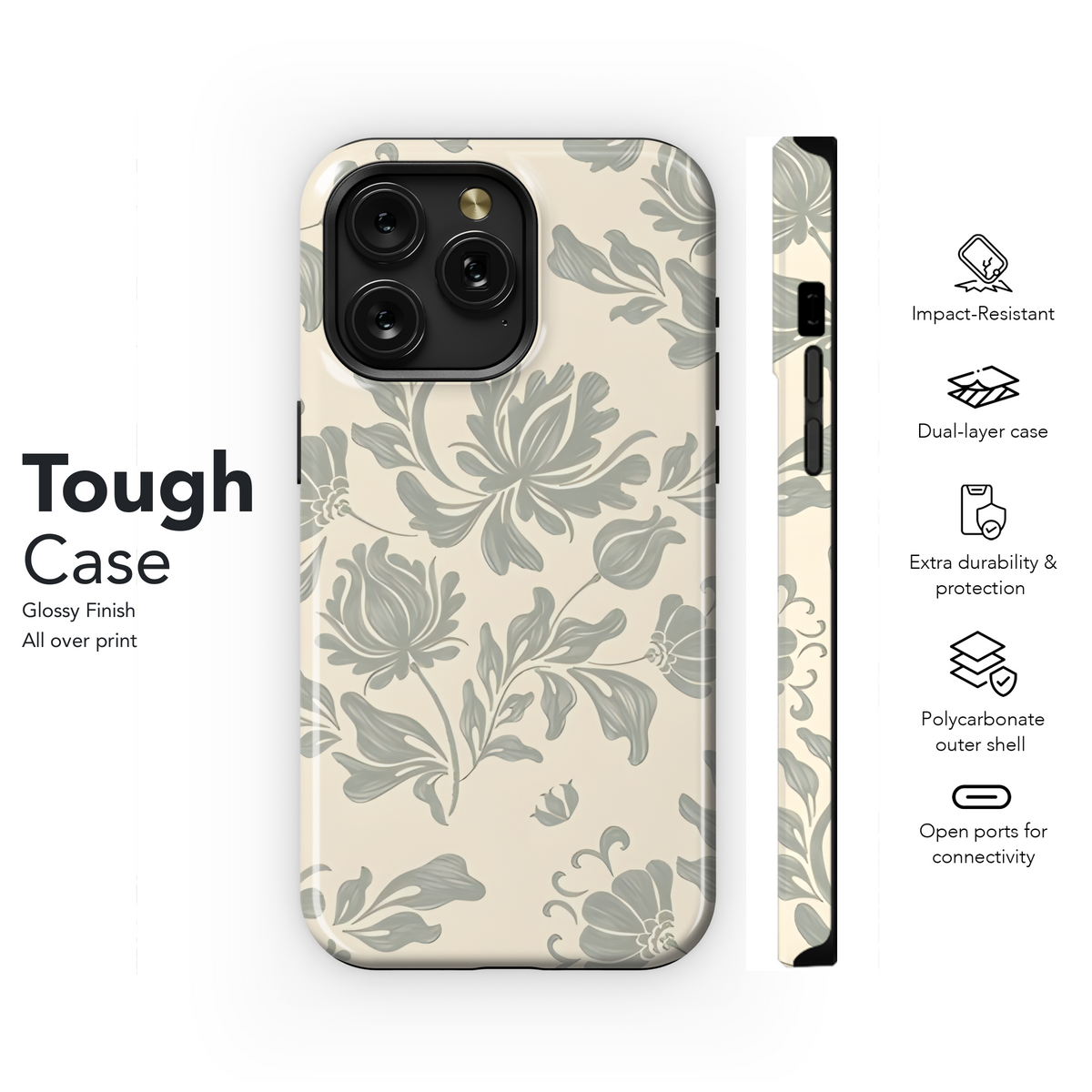 Vintage Floral Seamless Phone Case iPhone Samsung Cover Pixel 2345 - Image 6