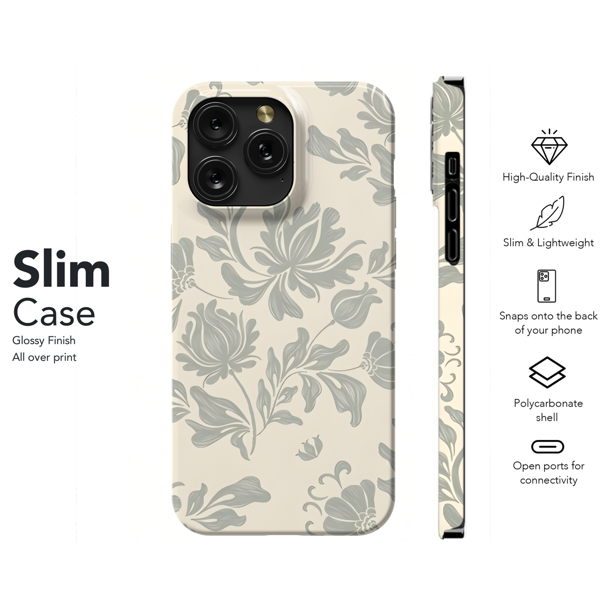 Vintage Floral Seamless Phone Case iPhone Samsung Cover Pixel 2345 - Image 7