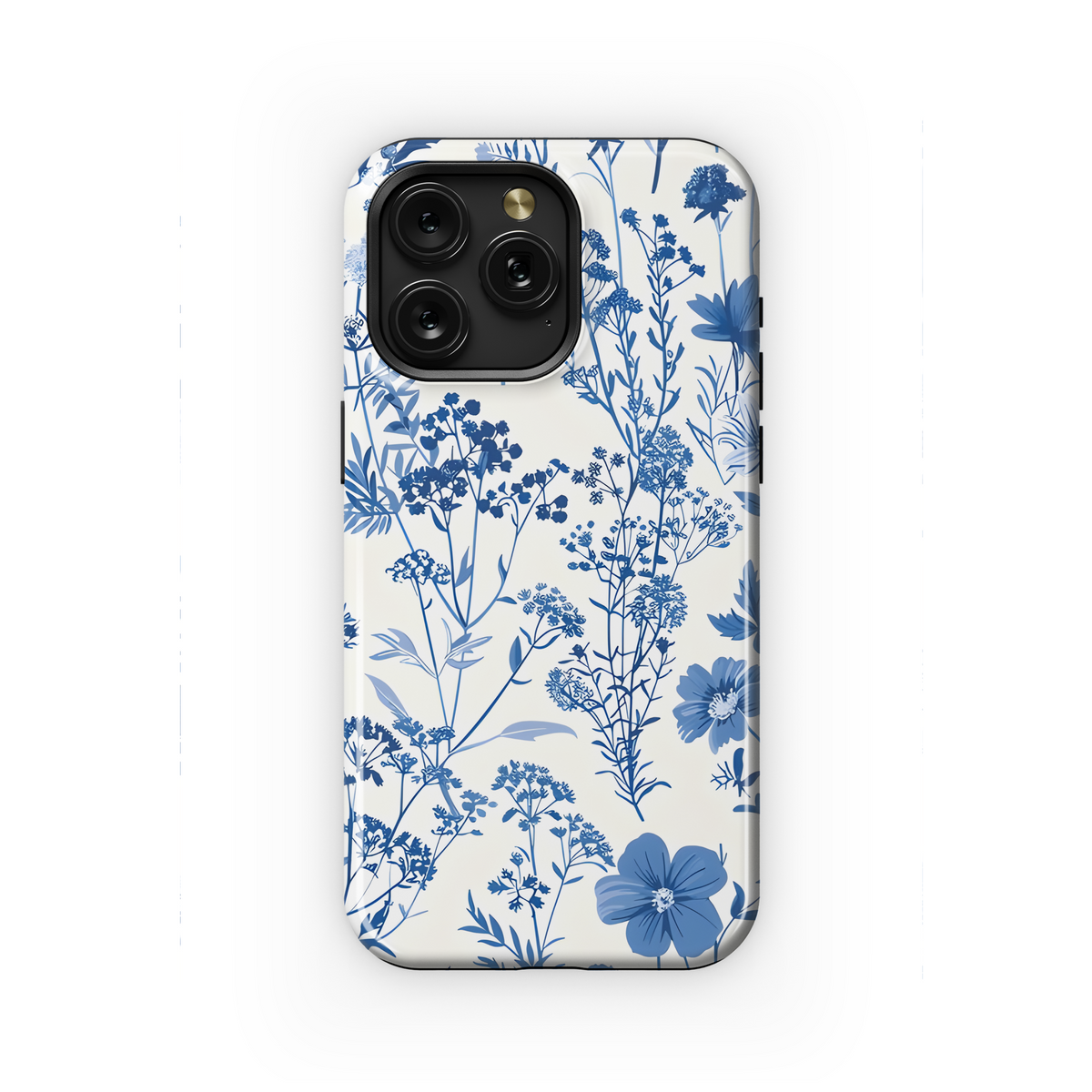 Vintage Floral Wildflower Blue Toile De Jouy Phone Case iPhone Samsung Cover Pixel 1831 - Image 1