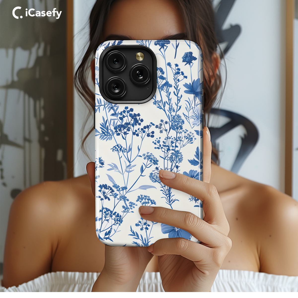 Vintage Floral Wildflower Blue Toile De Jouy Phone Case iPhone Samsung Cover Pixel 1831 - Image 2