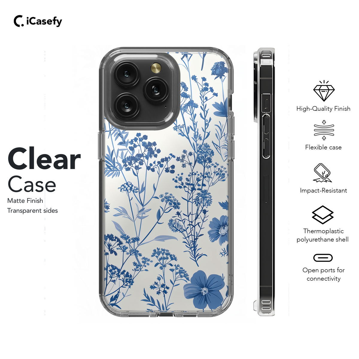 Vintage Floral Wildflower Blue Toile De Jouy Phone Case iPhone Samsung Cover Pixel 1831 - Image 8