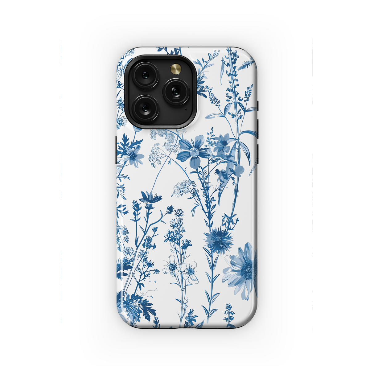 Vintage Floral Wildflower Blue Toile De Jouy Phone Case iPhone Samsung Cover Pixel 1832 - Image 1