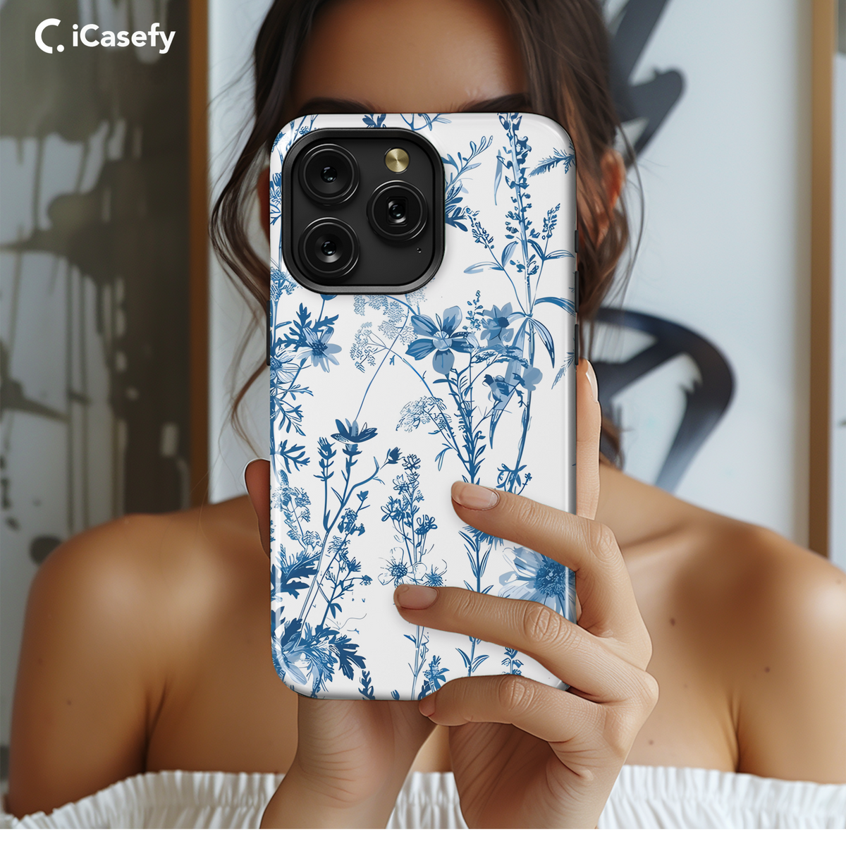 Vintage Floral Wildflower Blue Toile De Jouy Phone Case iPhone Samsung Cover Pixel 1832 - Image 2