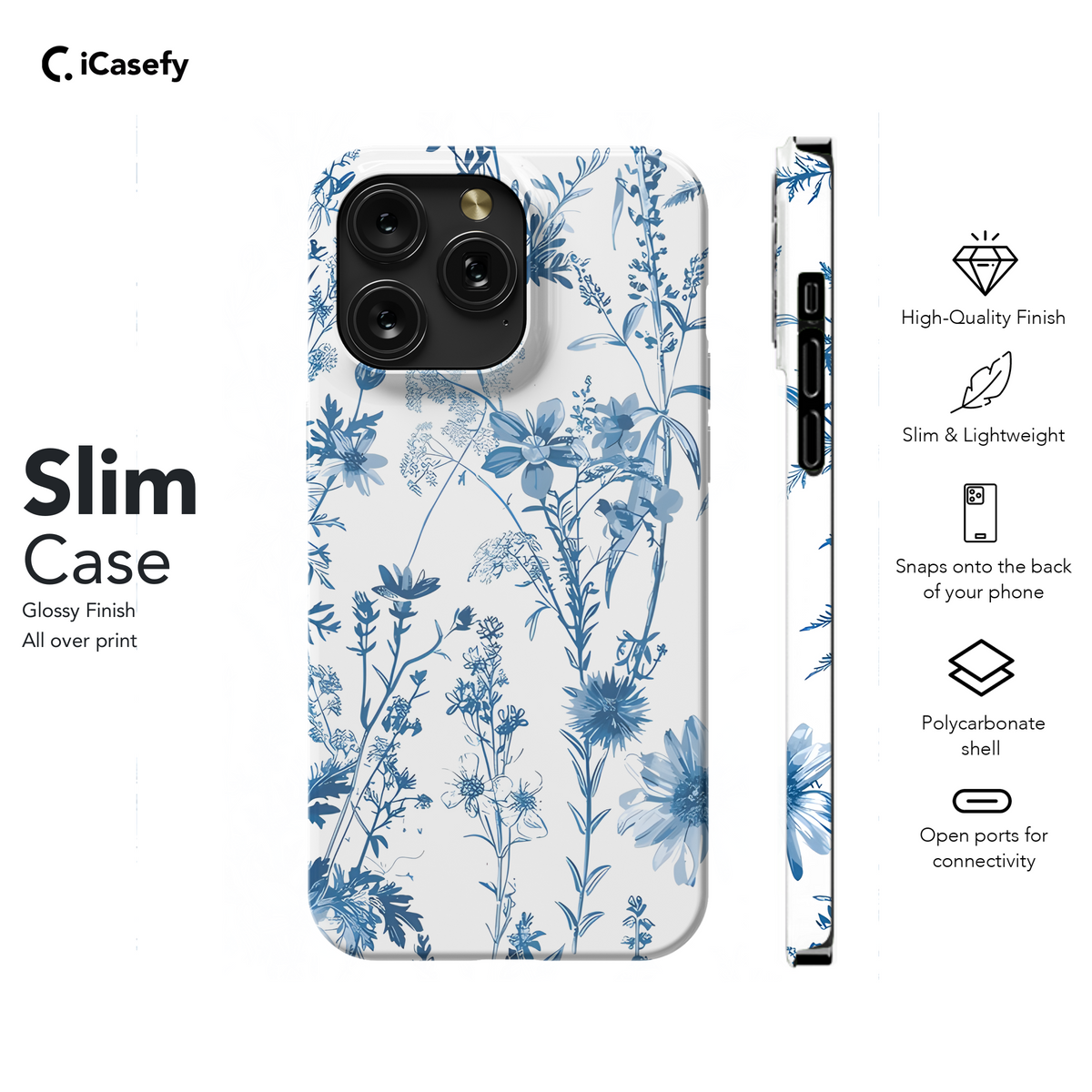 Vintage Floral Wildflower Blue Toile De Jouy Phone Case iPhone Samsung Cover Pixel 1832 - Image 7