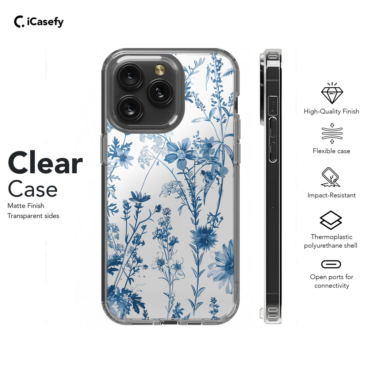 Vintage Floral Wildflower Blue Toile De Jouy Phone Case iPhone Samsung Cover Pixel 1832 - Image 8