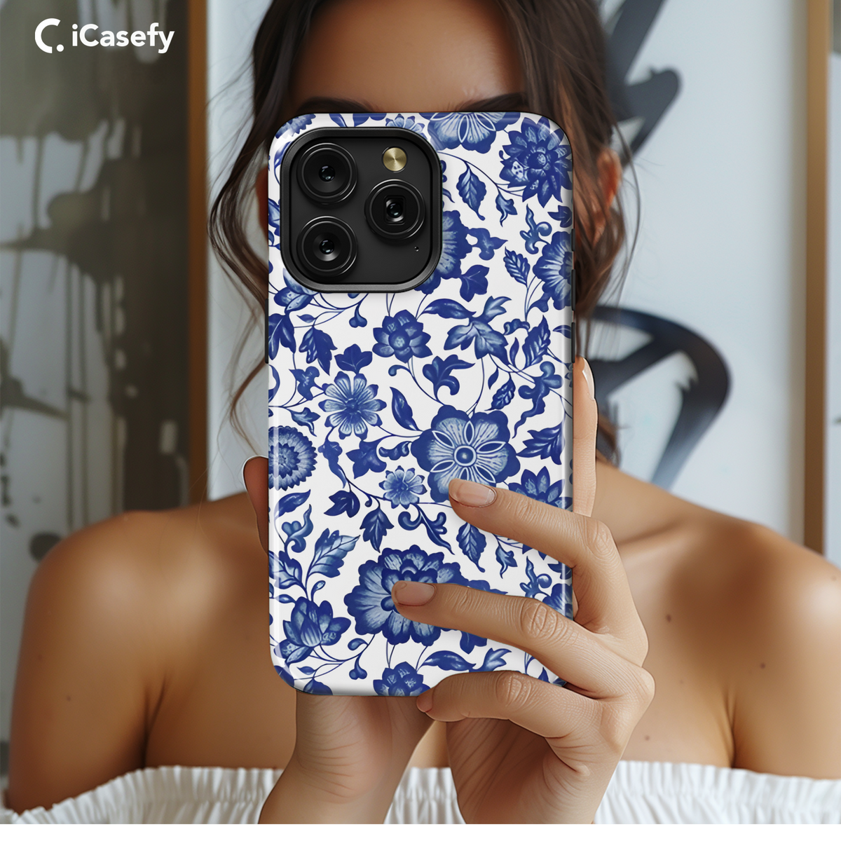 Vintage Floral Wildflower Blue Toile De Jouy Phone Case iPhone Samsung Cover Pixel 1840 - Image 2