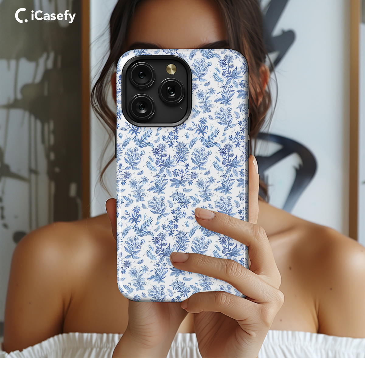 Vintage Floral Wildflower Blue Toile De Jouy Phone Case iPhone Samsung Cover Pixel 1841 - Image 2