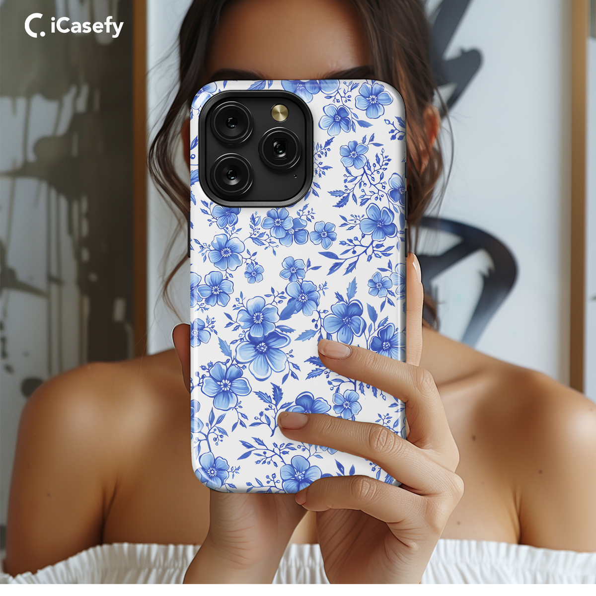 Vintage Floral Wildflower Blue Toile De Jouy Phone Case iPhone Samsung Cover Pixel 1842 - Image 2