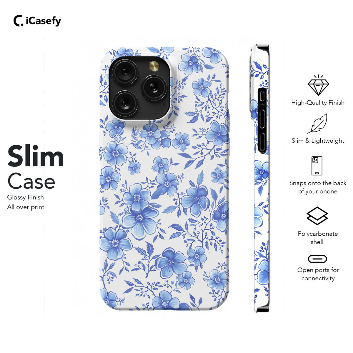 Vintage Floral Wildflower Blue Toile De Jouy Phone Case iPhone Samsung Cover Pixel 1842 - Image 7